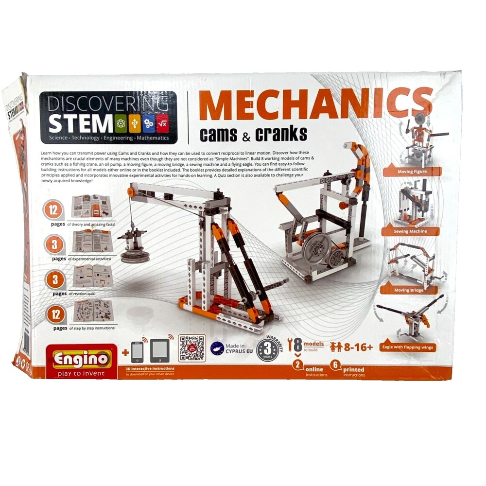 Engino Discovering STEM - Mechanics Cams & Cranks 18 Models to Build, Ages 8-16+